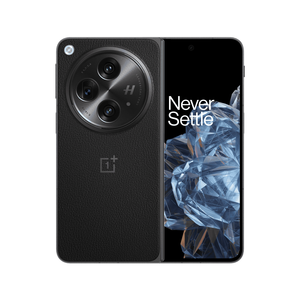 A black smartphone with a triple-lens camera and the OnePlus logo.