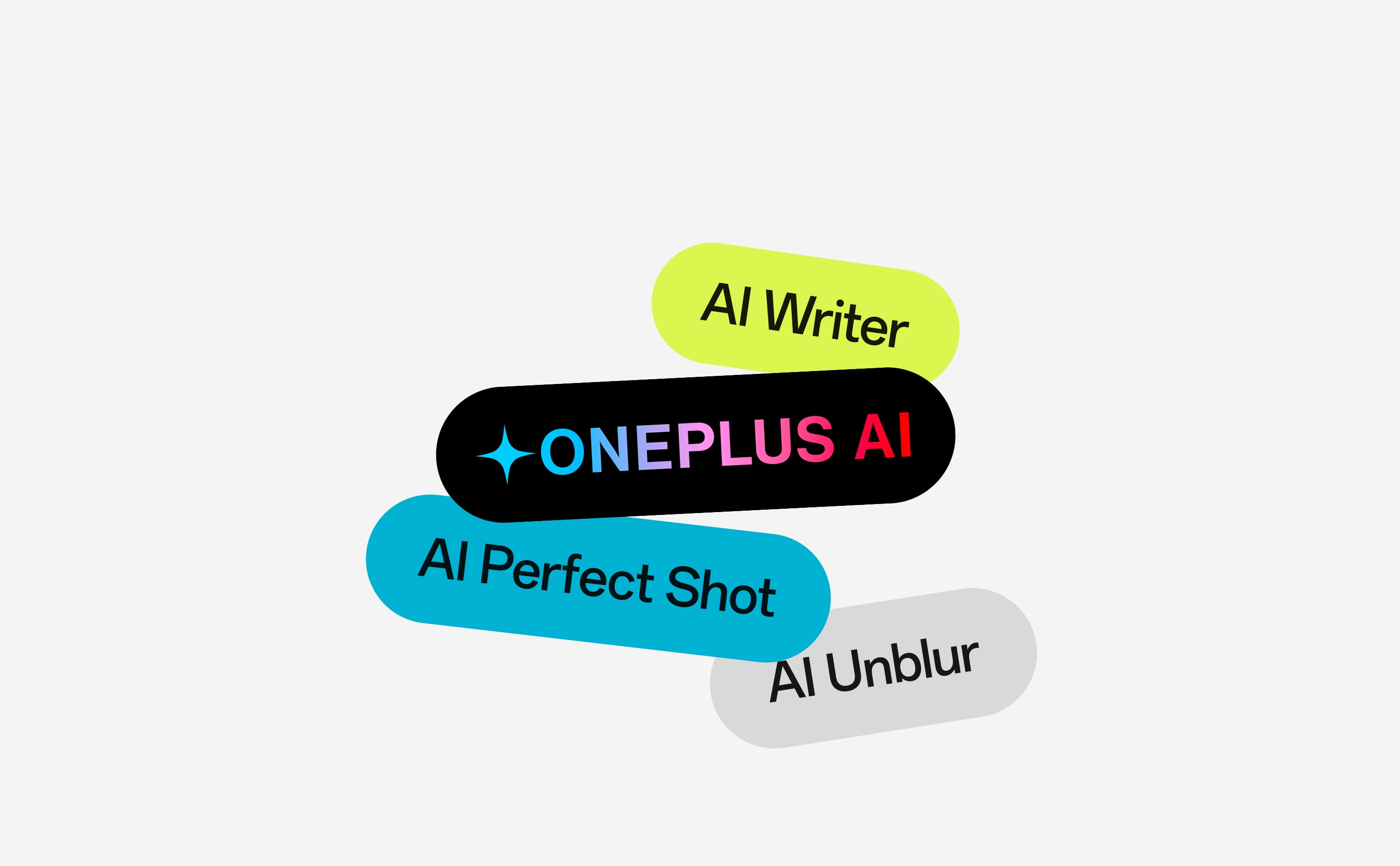 Colorful labels representing OnePlus AI features